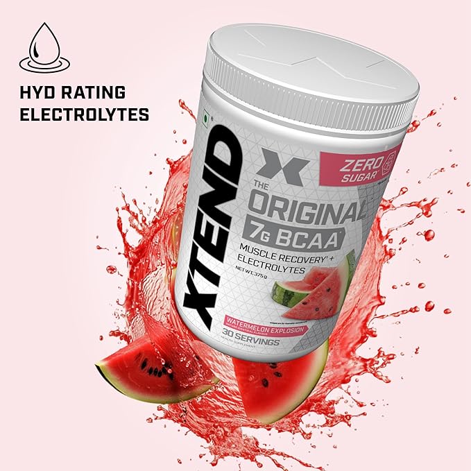 The Xtend Scivation Bcaas Powder For Adults (Pre-Workout, 7G Bcaas, 0G Carbs,Sugar & Calories, 3.5 Leucine, 2.5G L-Glutamine, 1G Citrulline Malate) - 402Gm, 30 Servings (Watermelon Explosion)