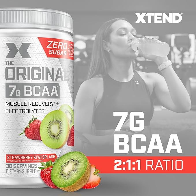 Xtend Scivation Bcaas Powder For Adults (Pre-Workout, 7G Bcaas, 0G Carbs,Sugar & Calories, 3.5 Leucine, 2.5G L-Glutamine, 1G Citrulline Malate) - 402Gm, 30 Servings (strawberry kiwi)The