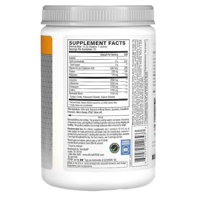Xtend BCAA 7g – | Sugar-Free Intra Workout Supplement | 30 Servings ( Orenge Cream )