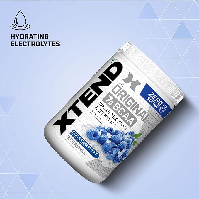 The Xtend Scivation Bcaas Powder For Adults (Pre-Workout, 7G Bcaas, 0G Carbs,Sugar & Calories, 3.5 Leucine, 2.5G L-Glutamine, 1G Citrulline Malate) - 402Gm, 30 Servings (Blue Respberry Ice)