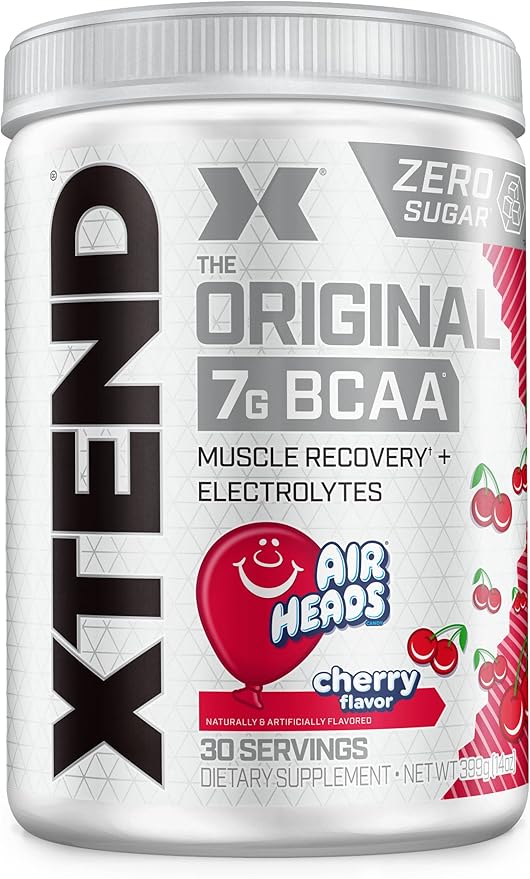 The Xtend Scivation Bcaas Powder For Adults (Pre-Workout, 7G Bcaas, 0G Carbs,Sugar & Calories, 3.5 Leucine, 2.5G L-Glutamine, 1G Citrulline Malate) - 402Gm, 30 Servings (Air heads Cherry)